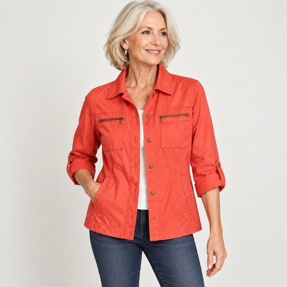 Chicos Women's Jacket 3 Safari Coastal Grandmacore Utility Chic Fall Layering XL